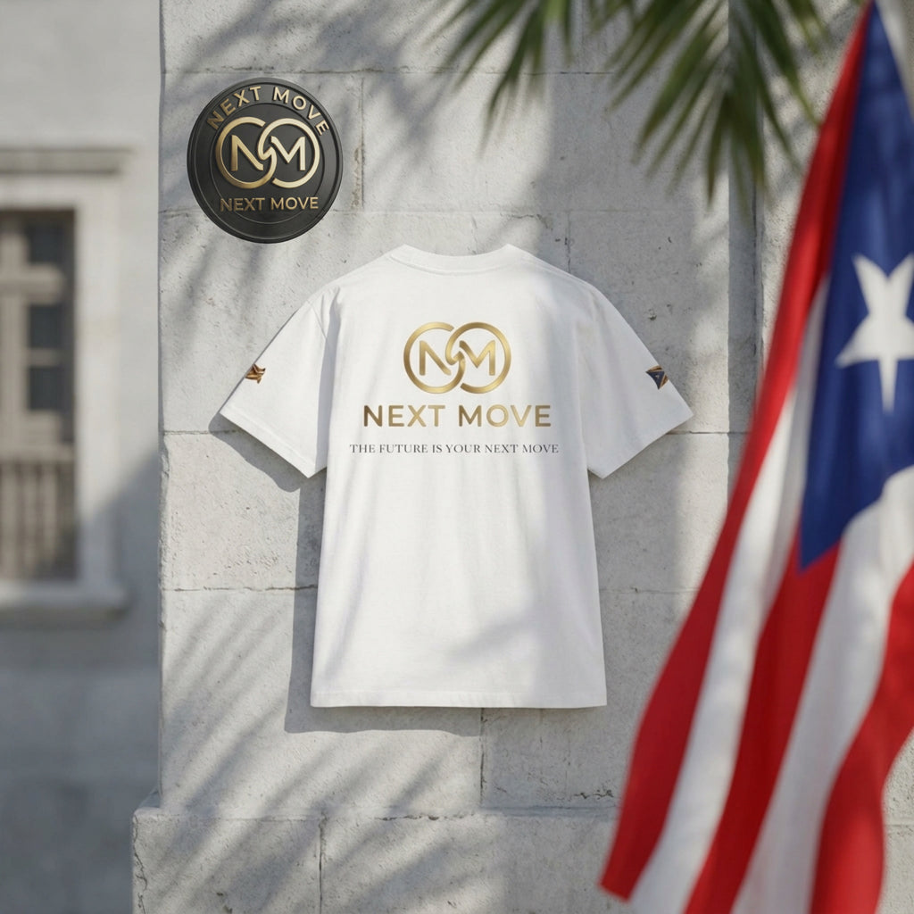 NEXT MOVE — "PR Gold Coordinates" Premium Streetwear Heavyweight Tee