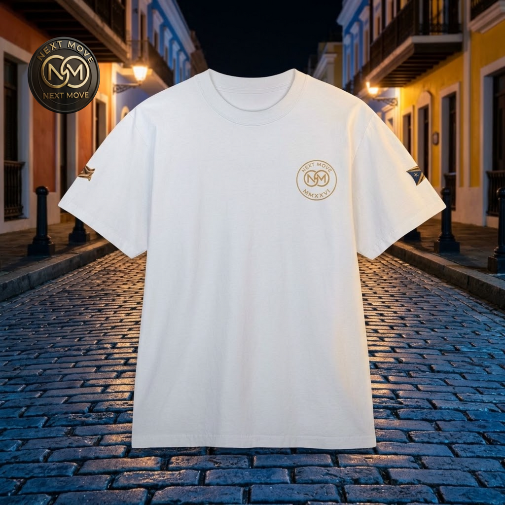NEXT MOVE — "PR Gold Coordinates" Premium Streetwear Heavyweight Tee