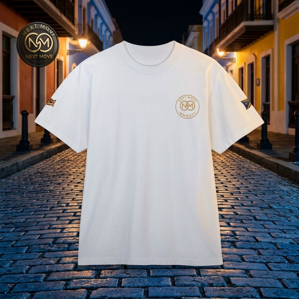 NEXT MOVE — "PR Gold Coordinates" Premium Streetwear Heavyweight Tee