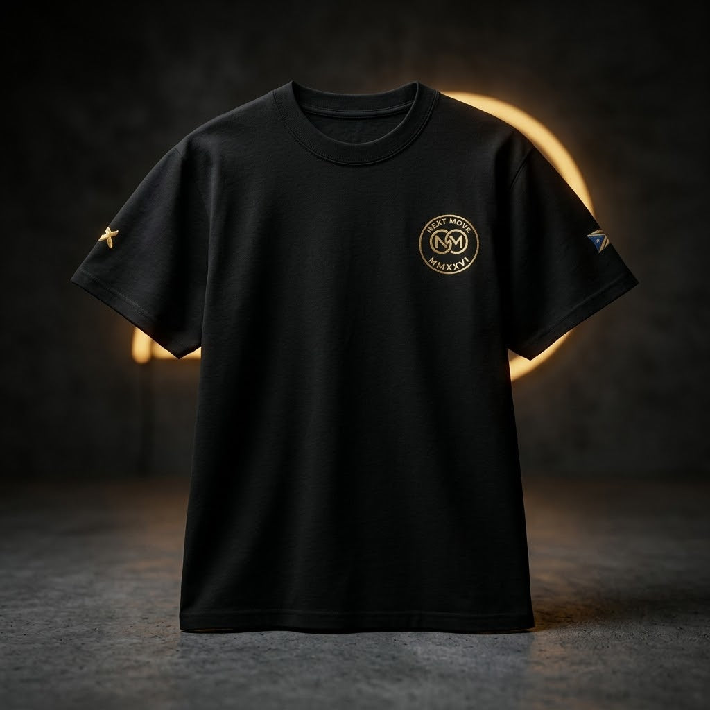 NEXT MOVE — "PR Gold Coordinates" Premium Streetwear Heavyweight Tee